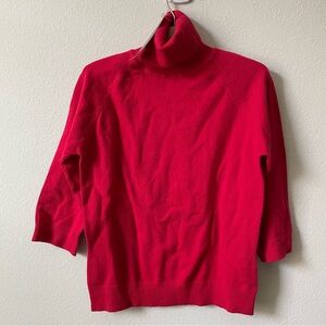 NWT French Connection 3/4 Sleeve Turtle Neck Top Rouge Red Size Small